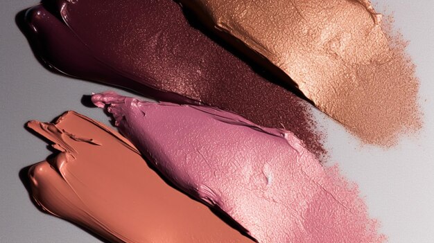 Beauty makeup product smudge smear or sample texture as abstract makeup cosmetics background crushed cosmetic products postprocessed generative ai