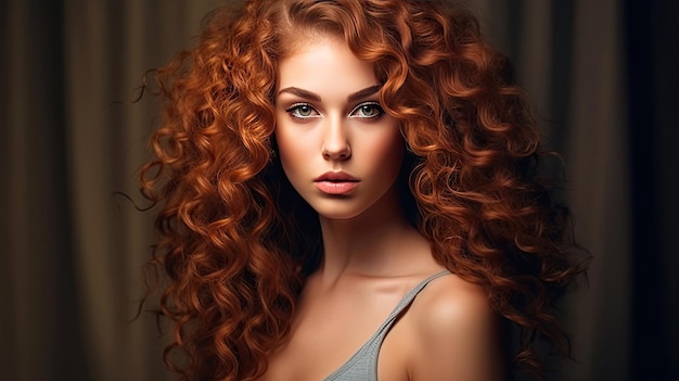 A Beauty model girl with curly hairstyle Fashion cosmetics and makeup Generative Ai