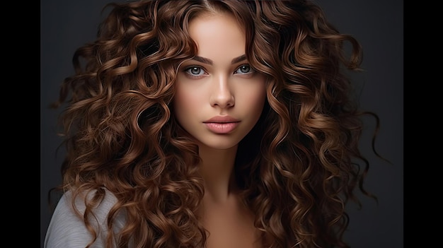 A Beauty model girl with curly hairstyle Fashion cosmetics and makeup Generative Ai