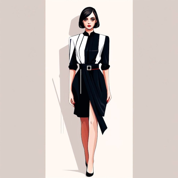 Premium AI Image | Beauty model in a midi skirt Simple fashion sketchAI ...