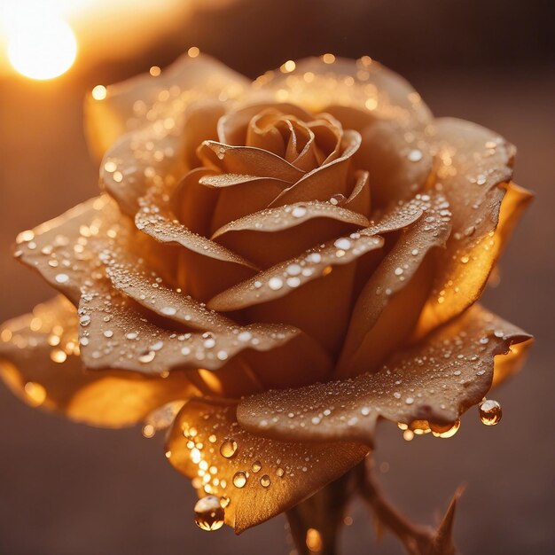 Beauty in Nature Captivating Rose Blossoming with Glistening Water Droplets