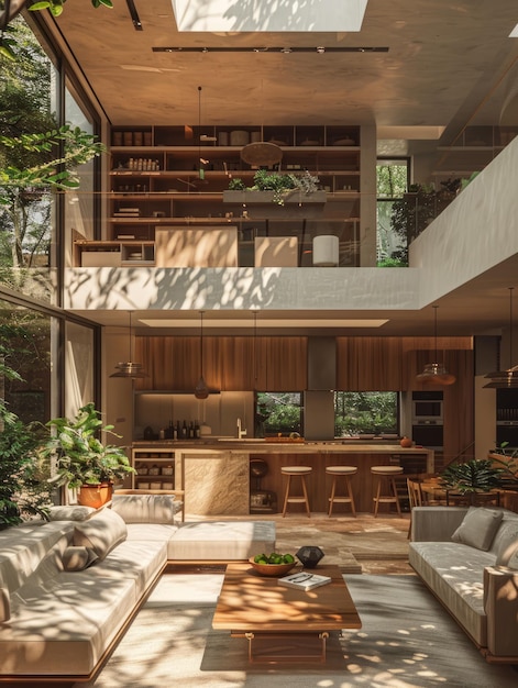 Photo the beauty of nature and modern architecture combined in a stunning home