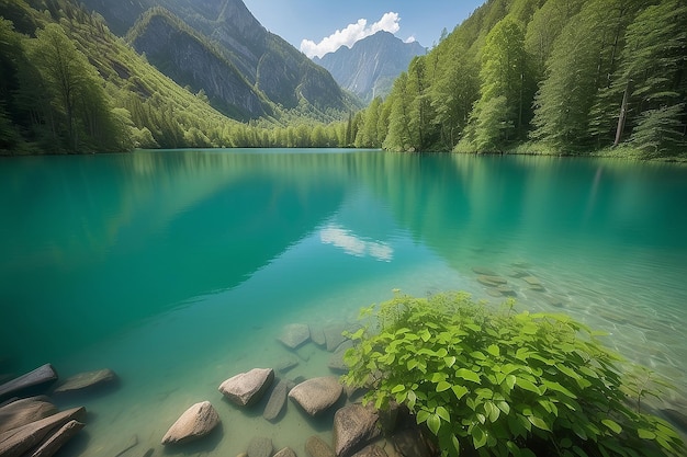 Beauty in nature tranquil lake with green water