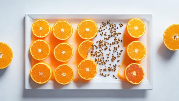 The beauty of nature with this top view of refreshing orange fruits photo