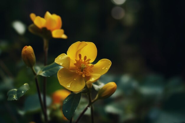 屋外の自然の美しさの黄色い花びらの花