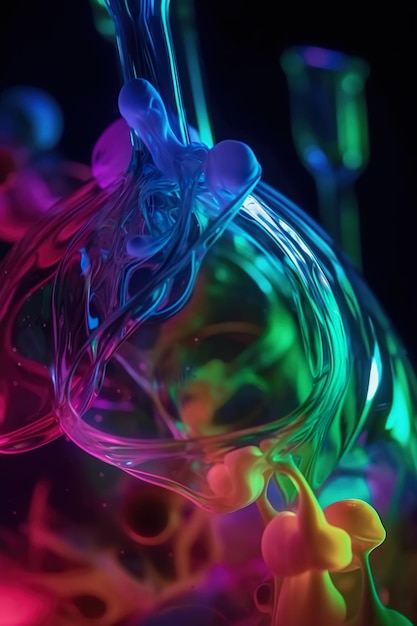 A beauty photo detail zoom of color shape neon liquid