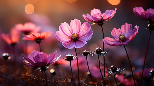 Beauty pink cosmos flowers natural backdrops background image