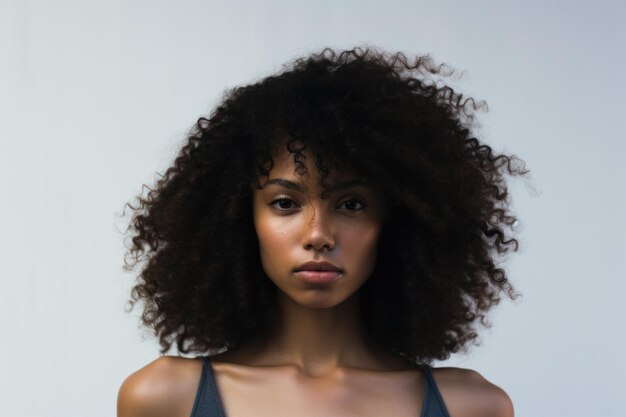 Портрет красоты афроамериканской девушки с чистой здоровой кожей на белом фоне
