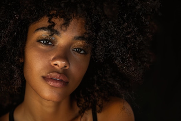 Foto ritratto di bellezza di una donna afroamericana con i capelli afro