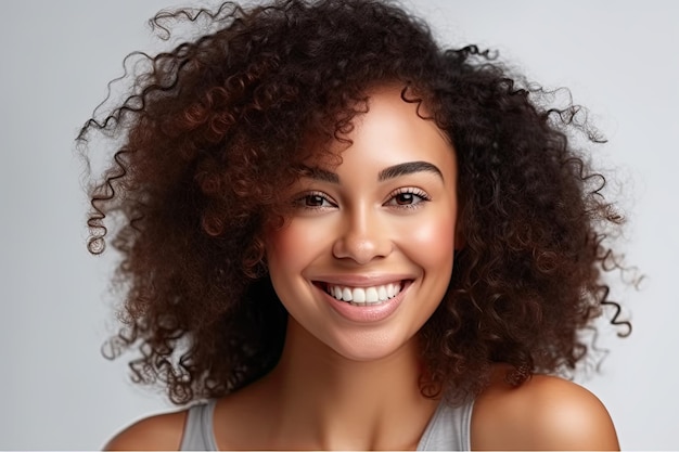 Beauty portrait of african american woman with clean healthy skin