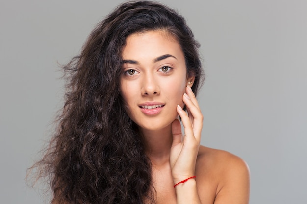 Beauty portrait of a cute girl with fresh skin