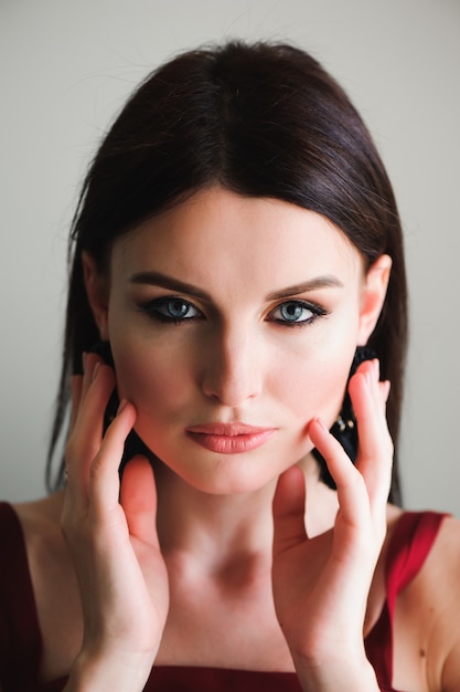 Beauty portrait of female face with natural skin