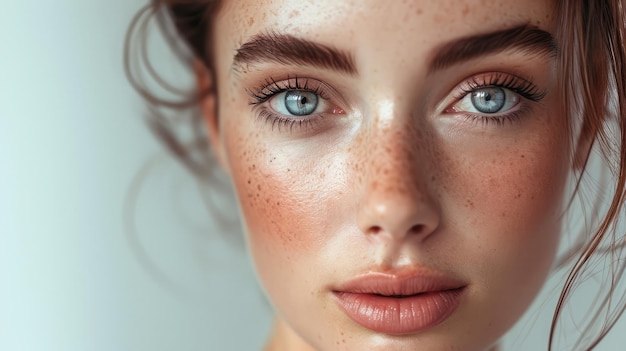 Beauty portrait of female face with natural skin