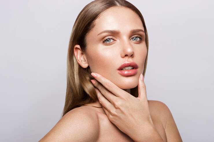 Photo beauty portrait of model with natural make-up