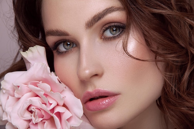 Beauty portrait of model with natural makeup