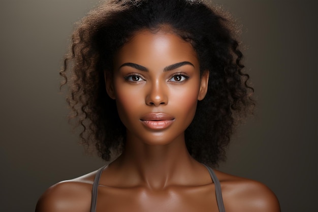 Фото Портрет красоты молодой афроамериканской женщины с афро причёской.