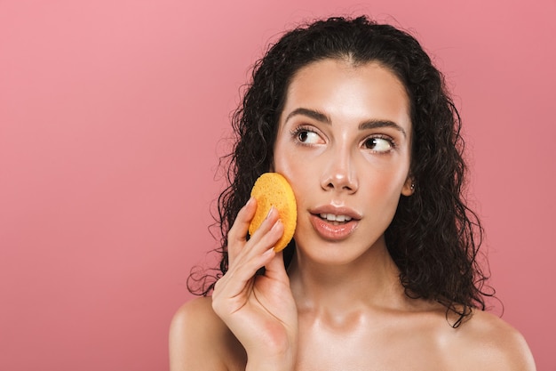 Beauty portrait of a pretty young topless woman