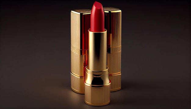 Beauty product Close up of shiny lipstick tube generative AI