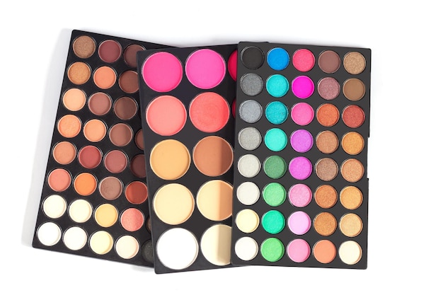 Beauty product palette of eye shadow isolated