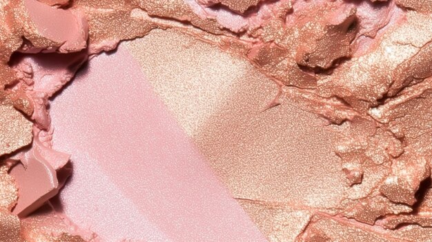 Beauty product texture and crushed cosmetics pink gold makeup shimmer blush eyeshadow powder as abstract luxury cosmetic background postprocessed generative ai