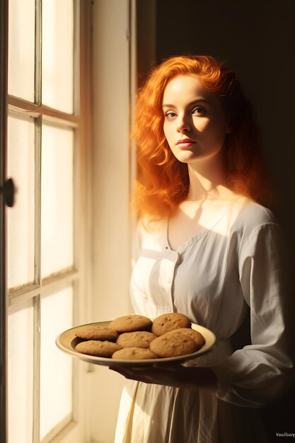 Foto modella di bellezza dai capelli rossi