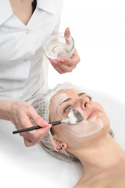 Beauty salon, facial mask applying