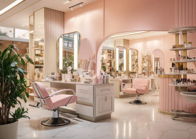 A beauty salon with a retail section selling beauty products