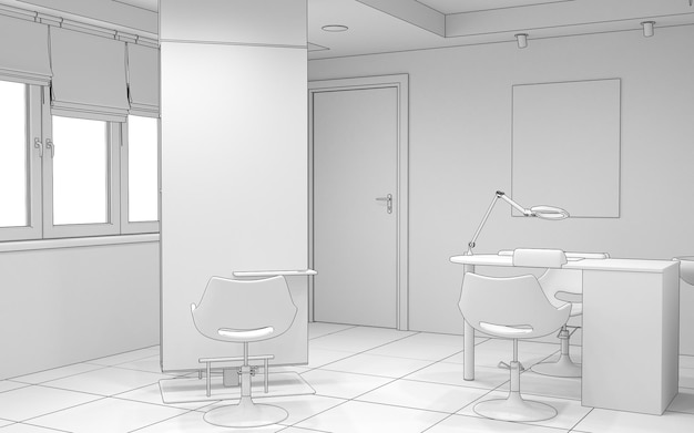 beauty saloon interior visualization 3D illustration cg render