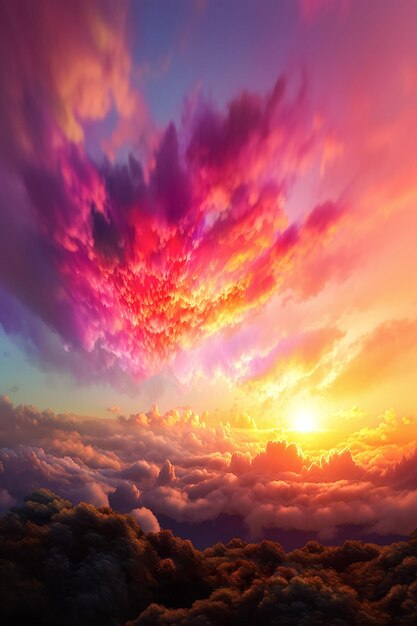 Photo the beauty of the sky and clouds during sunrise or sunset