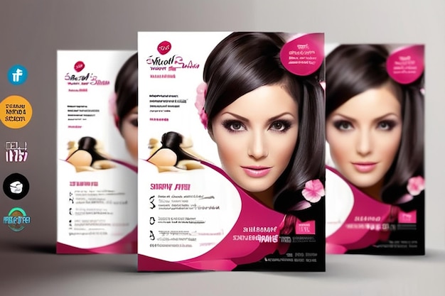 Beauty spa hair salon print ready flyer template design