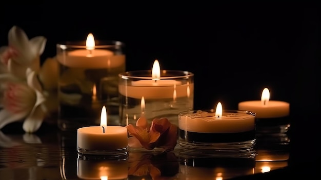 Beauty spa treatment with candles Al generated