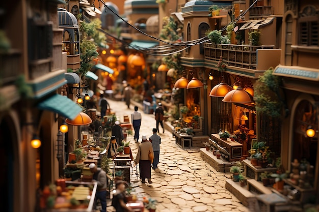 Beauty Tilt Shift met een unieke en creatieve fotoshoot van een levendige Marokkaanse souk genomen met