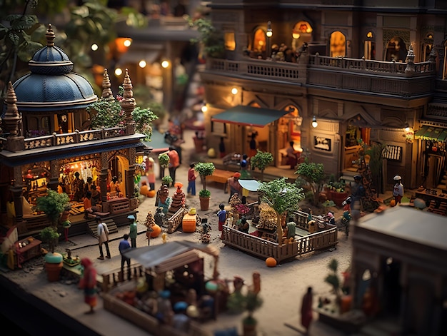 Beauty Tilt Shift With Unique And Creative Photoshoot of a bustling Indian bazaar taken wit