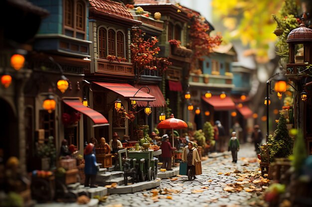 Beauty tilt shift with unique and creative photoshoot of a bustling turkish bazaar taken wi