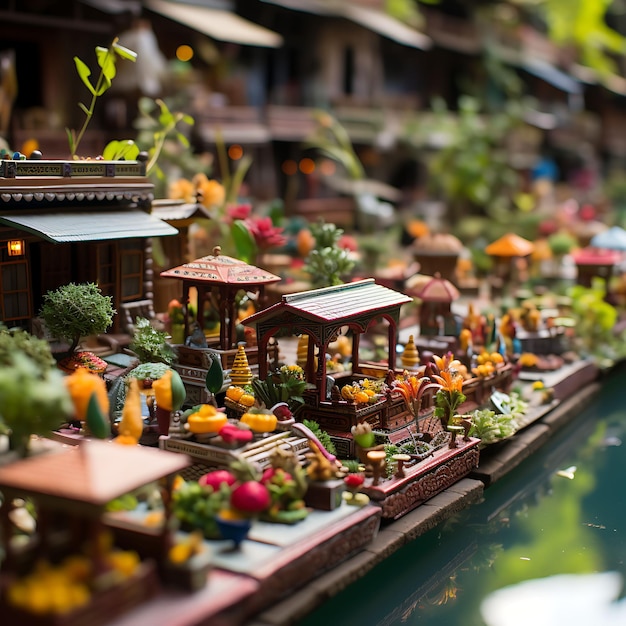 Beauty Tilt Shift With Unique And Creative Photoshoot of a colorful Indian floating market