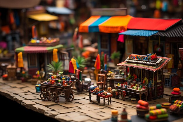 Beauty Tilt Shift With Unique And Creative Photoshoot of a colorful Peruvian mercado taken