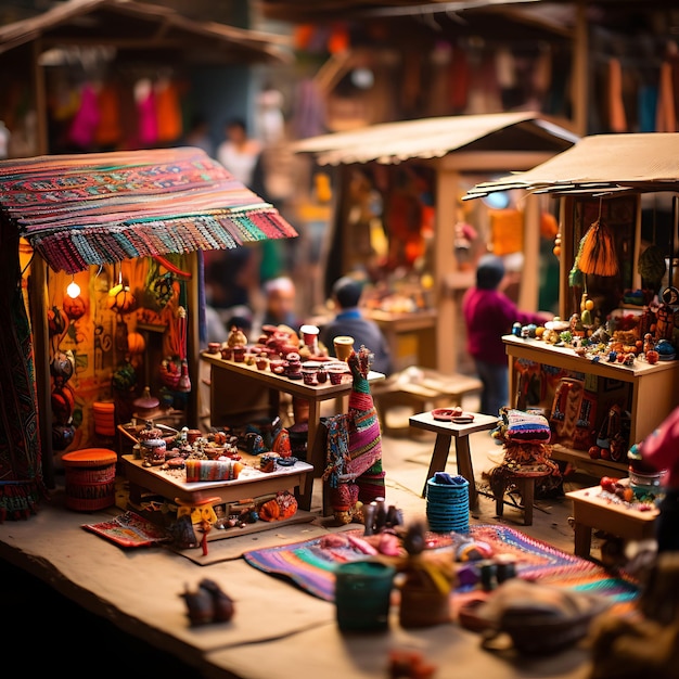 Beauty Tilt Shift With Unique And Creative Photoshoot of a colorful Peruvian mercado taken