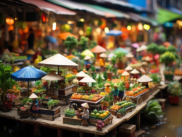 Beauty Tilt Shift With Unique And Creative Photoshoot of a colorful Vietnamese market taken