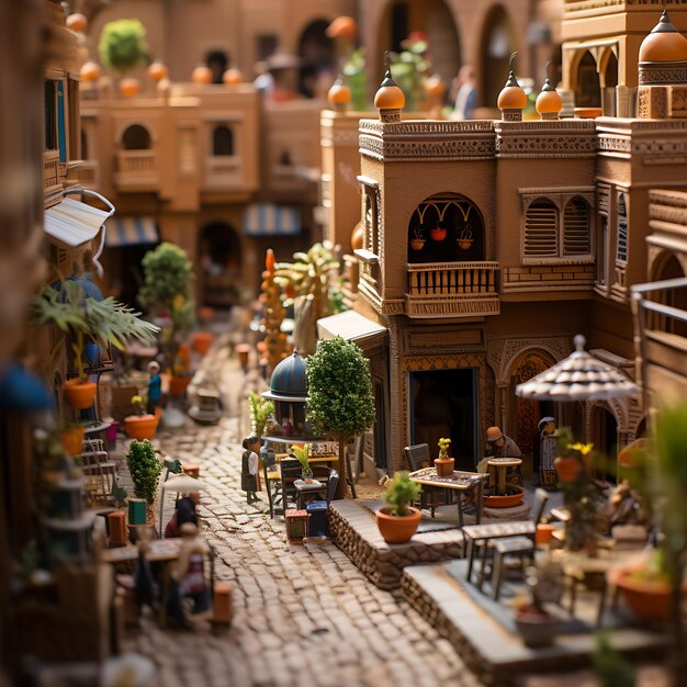 Beauty Tilt Shift с уникальной и креативной фотосессией оживленного марокканского базара, снятой с