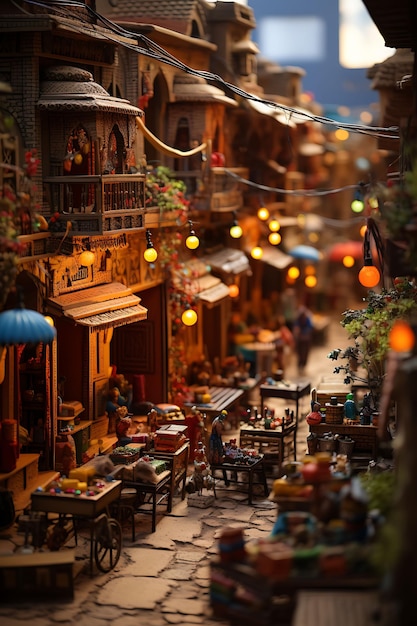 Beauty Tilt Shift With Unique And Creative Photoshoot of a vibrant Indian bazaar taken with