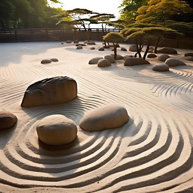 Photo beauty and tranquility of a zen garden