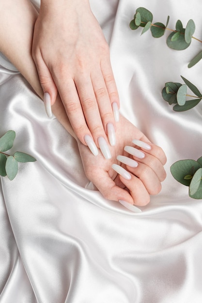 Beauty treatment nice manicured woman fingernails