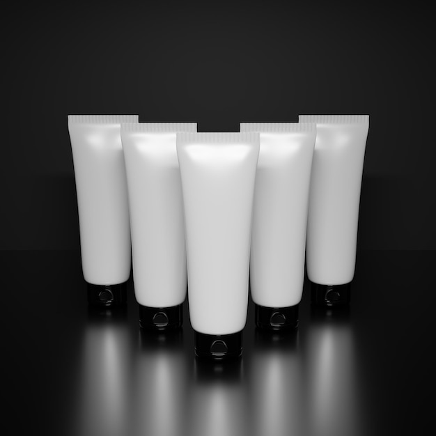 Beauty Tube of hand cream cosmetic Beauty Tube mockup with shadows on black background Cosmetic and medicine bottle minimalist design packaging mockup 3d render