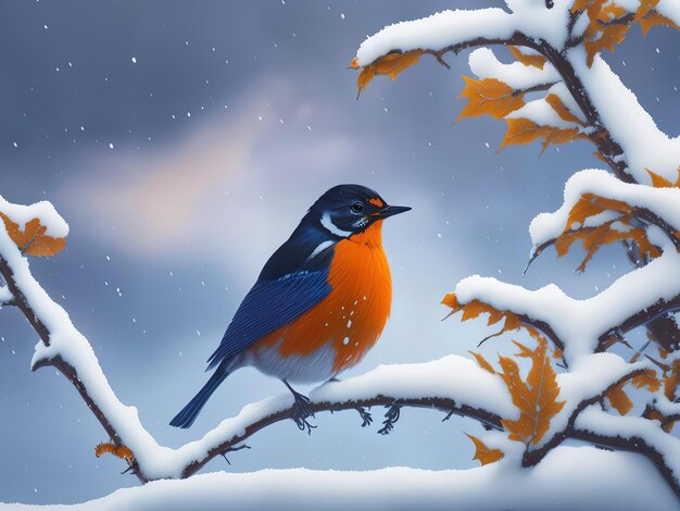 The beauty of winter of birds