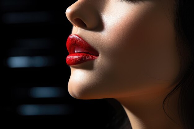 Photo beauty woman applying lipstick ai generated