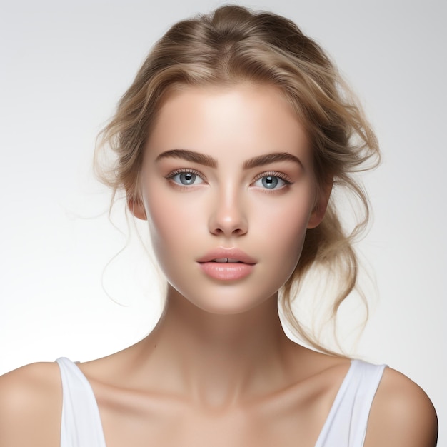 Beauty Woman face Portrait Beautiful Spa model Girl with Perfect Fresh Clean Skin generated by AI