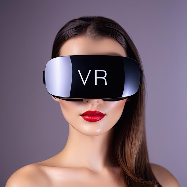 beauty woman and VR glasses experience