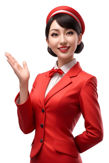 Красивая женщина носит красный цвет. Изображения стюардессы с помощью искусственного интеллекта.