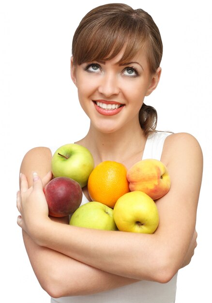 Beauty woman with fruits