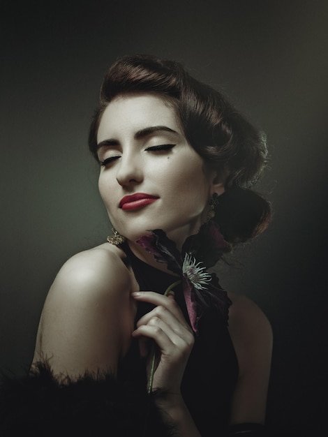 Beautyful Stranger Retro styled female portrait Professional vintage makeup and hair